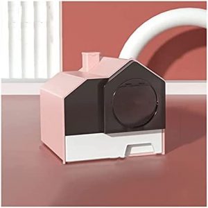 TOMYEUS Katzentoilette Hausstil Vollständig eingeschlossener Wurf Box Schubladen Typ Übergroße Katze Toilette Spritzerfestes Kätzchen Geruchssicherer und sandfest Katzenklo (Color : Pink)