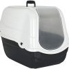 TW24 XXL Katzenklo mit Farbwahl Schalentoilette Katzentoilette mit Deckel Filter große Schwingtür (Weiß)