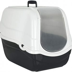 TW24 XXL Katzenklo mit Farbwahl Schalentoilette Katzentoilette mit Deckel Filter große Schwingtür (Weiß)