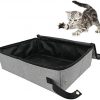 Tragbare Katzentoilette, Faltbare Katzentoilette, wasserdichte Katzentoilette, Reisekatze Katzentoilette mit Abdeckung für Reisen mit Mittelgroßen Katzen und Kätzchen (Grau)