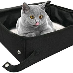 Tragbare Katzentoilette, Faltbare Katzentoilette, wasserdichte Katzentoiletten, Katzentoilette Reise für Katze Faltbare, Kratzfestes Oxford-Material, mit Deckel Für Outdoor, Park, Zuhause (Schwarz)
