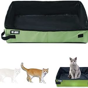 Tragbare Katzentoilette, Katzen Katzenklo, Weiche, wasserdichte, Faltbare und Leichte Katzentoilette, Atzentoilette aus Oxford Stoff, Wasserdicht, für Reisen, Outdoor, Park (Grün, 40 x 30 cm)