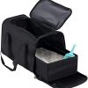 Tragbare Katzentoilette, schwarz, 2-in-1 Reise-Katzentoilette, Katzentoilette für Reisen, faltbare Katzentoilette, geringes Gewicht