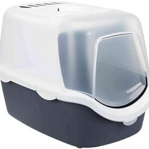 Trixie T40341 40341 Katzentoilette Vico Open Top, mit Haube, 40 × 40 × 56 cm, blaugrau/weiß