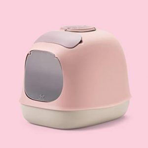 United Pets Minu, Katzentoilette mit Abdeckung, Made in Italy, Hellgrau / Rosa - Einheitsgröße