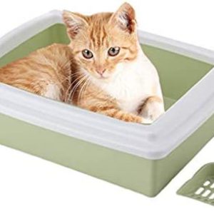 WESDOO Katzentoilette Katzentoilette Offen Eckstreu Tablett Cat Selbstreinigende Katzenstreu Haustier Toilette Katzenstreutablett klein Green