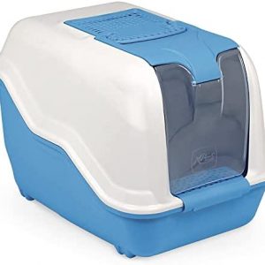 XXL Katzentoilette Netta Maxi Weiss-blau speziell für große Katzenrassen