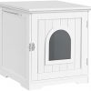Yaheetech Katzenhaus Katzenhöhle Weiß geschlossene Katzentoilette mit Eingang & Handtuchhalterung Katzenklo Schrank für Katzen Hunde Haustier 48,5 x 51 x 51,5 cm Holz