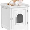 Yaheetech katzenklo Schrank, katzentoilette, Katzenhaus mit Einzeltür, Katzenhöhle, großer Stauraum, Katzenkommode, 48 x 53 x 57,5 cm, weiß