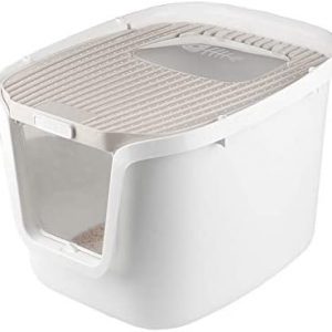 ZTGHS Katzentoilette Katzentoilette Tragbare Reinigung Vollständig Geschlossene, Angehobene Abdeckung Katzenhaus Zweitüriges Design Katzenbettpfannen Mit Katzentoilette,Grau