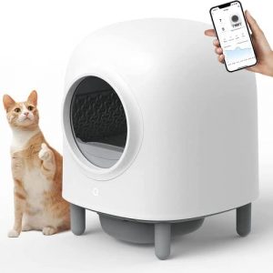 Zedelmaier Selbstreinigende Katzentoilette, automatische Katzentoilette mit App-Steuerung, kein Schaufeln mehr, Sicherheitsschutz, Geruchsentfernung, großer Platz für mehrere Katzen