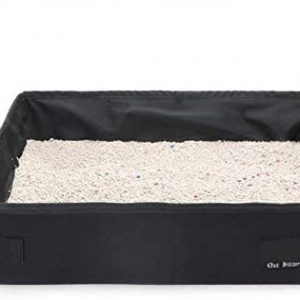 Zusammenklappbare, tragbare Katzentoilette, faltbar, wasserdicht, für Reisen (schwarz, S)
