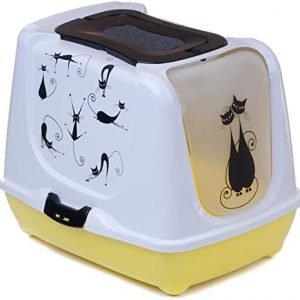 adena Katzentoilette Trendy 50 Silhouette schwarz Unterschale gelb