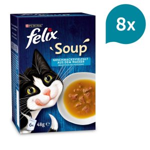 FELIX Soup Geschmacksvielfalt aus dem Wasser mit Kabeljau, Thunfisch und Scholle 8x6x48g