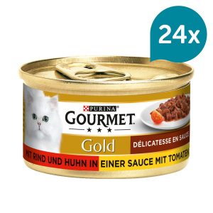 Gourmet Gold Délicatesse en Sauce Rind & Huhn 24x85g