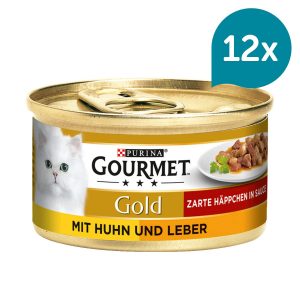 GOURMET Gold Zarte Häppchen in Sauce Huhn & Leber 12x85g