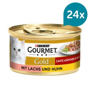 GOURMET Gold Zarte Häppchen in Sauce Lachs & Huhn 24x85g