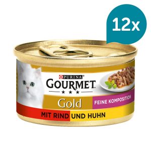 GOURMET Gold Feine Komposition mit Rind & Huhn 12x85g
