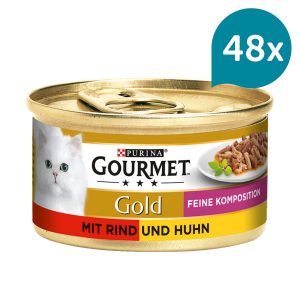 GOURMET Gold Feine Komposition mit Rind & Huhn 48x85g