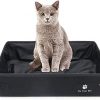 hanbby Katzentoilette Katzentoilette Offen Kaninchen Toilette Kaninchenstreu Tablett Katzentoilette Kätzchen Zubehör Selbstreinigende Katzentoilette Black,S