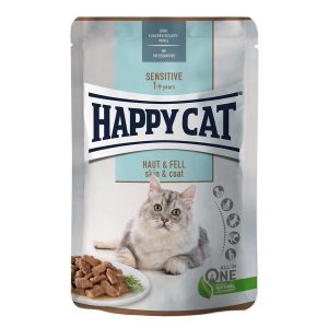 Happy Cat Sensitive Meat in Sauce Haut & Fell Pouch 48x85g