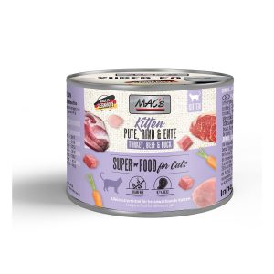 MAC’s Cat Fleischmenü Kitten Pute, Rind und Ente 6x200g