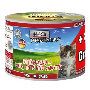 MAC’s Cat Feinschmecker Menü Kitten Pute, Ente und Karotte 6x180g