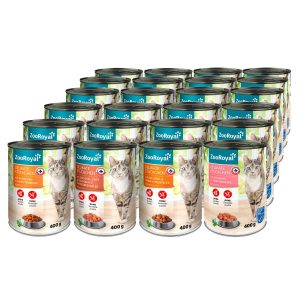 ZooRoyal Delikate Stückchen Mixpaket Huhn, Ente, Geflügel & Seelachs 24x400g