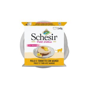 Schesir Cat Petit Delice Mousse Huhn, Thunfisch & Mango 4x40g