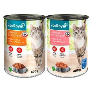 ZooRoyal Delikate Stückchen Mixpaket Geflügel & Seelachs 12x400g